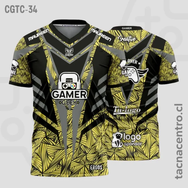 Camisetas Gamer Turquesa con blanco 2 Camisetas Gamer negro con amarillo