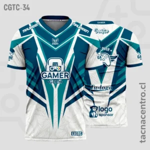 Camisetas Gamer Turquesa con blanco
