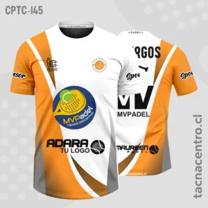 Camisetas de Padel blanco con naranja