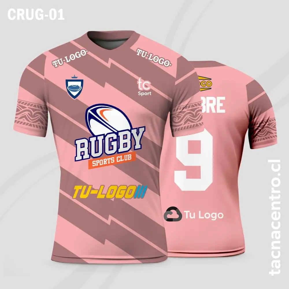 Camisetas de Rugby Rosado con franjas