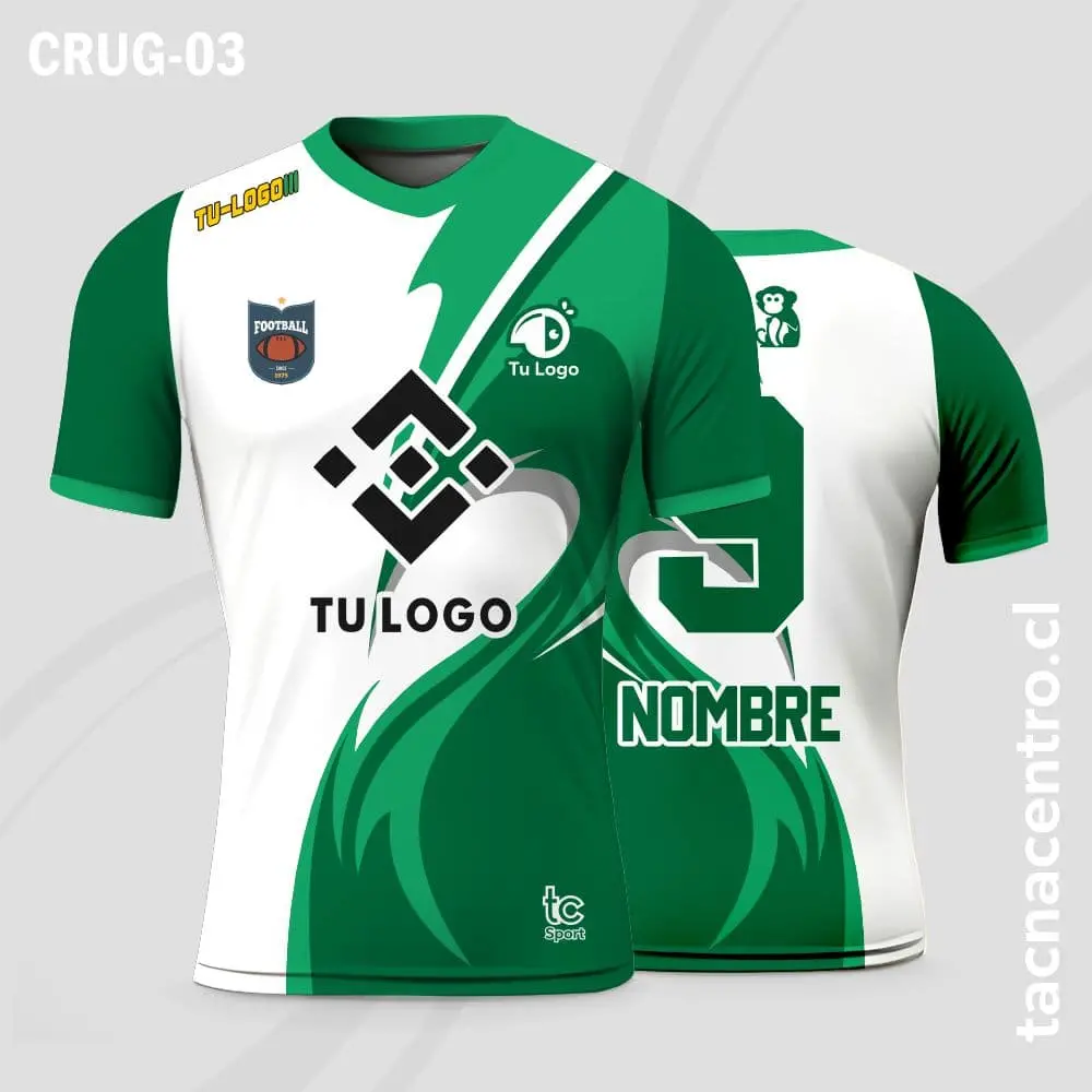 Camisetas de Rugby Blanco con verde
