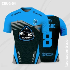 Camisetas de Rugby Negro con AZUL
