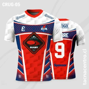 Camisetas de Rugby Blanco con azul y rojo
