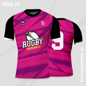 Camisetas de Rugby fucsia con negro