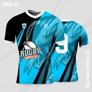 Camisetas de Rugby celeste con negro