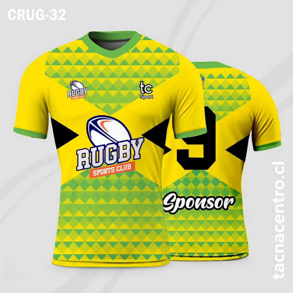 Camisetas de Rugby Amarillo con verde
