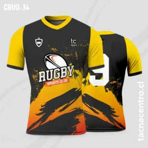 Camisetas de Rugby Plomo mangas amarillas