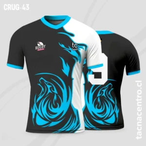 Camisetas de Rugby Negro con blanco