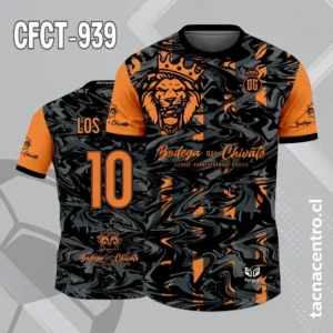 Camisetas de Futbol Negras Personalizadas 13 Camisetas de Futbol Modelo Negro y naranja
