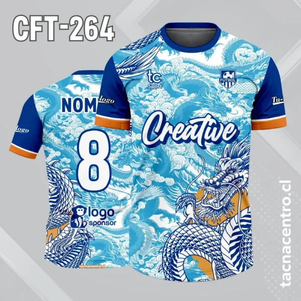 Camiseta de Futbol Gris dragon 2 Camiseta de Futbol celeste dragon