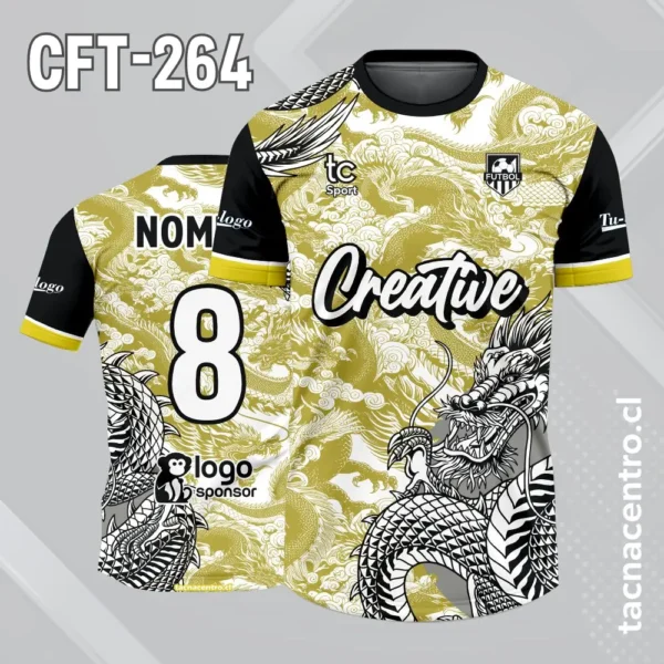 Camiseta de Futbol Gris dragon 3 Camiseta de Futbol amarillo dragon