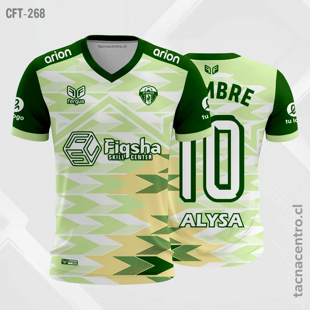Camiseta de Futbol Verde blanco beige