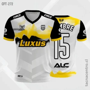 Camisetas de Fútbol Personalizadas: Diseño Gratis 13 Camiseta de Futbol Blanco amarillo negro