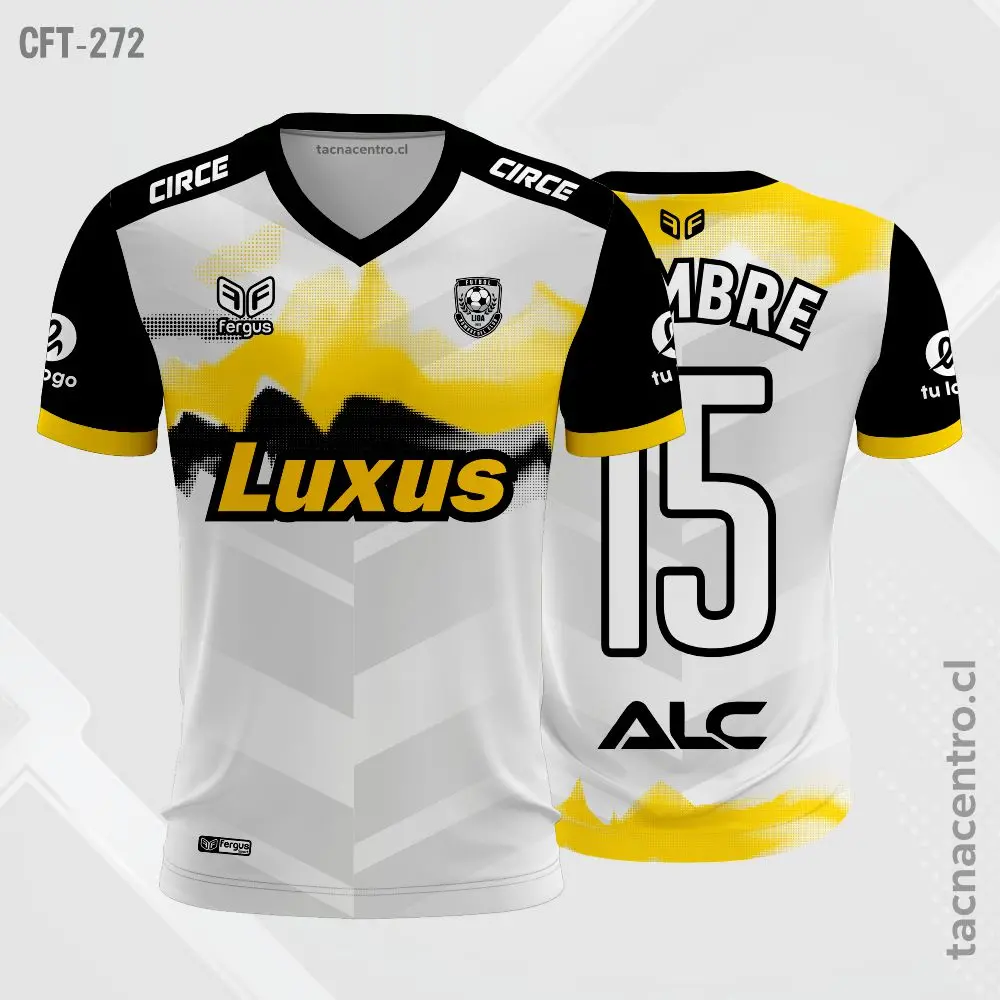 Camiseta de Futbol Blanco amarillo negro