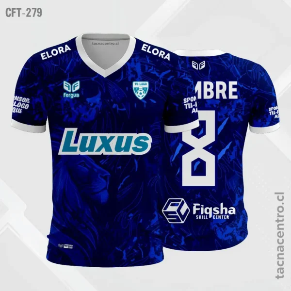 Camiseta de Futbol Plomo ribetes naranja 2 Camiseta de Futbol azul