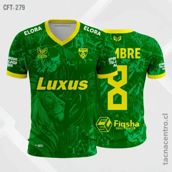 Camiseta de Futbol Plomo ribetes naranja 3 Camiseta de Futbol verde