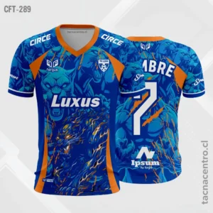 Camiseta de Futbol azul con naranja