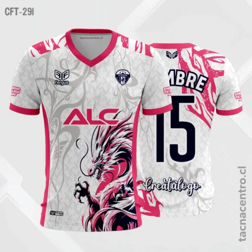 Camiseta de Futbol Blanco y rosado