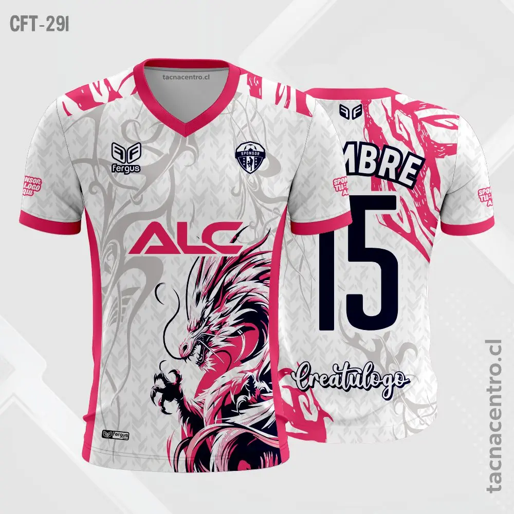 Camiseta de Futbol Blanco y rosado