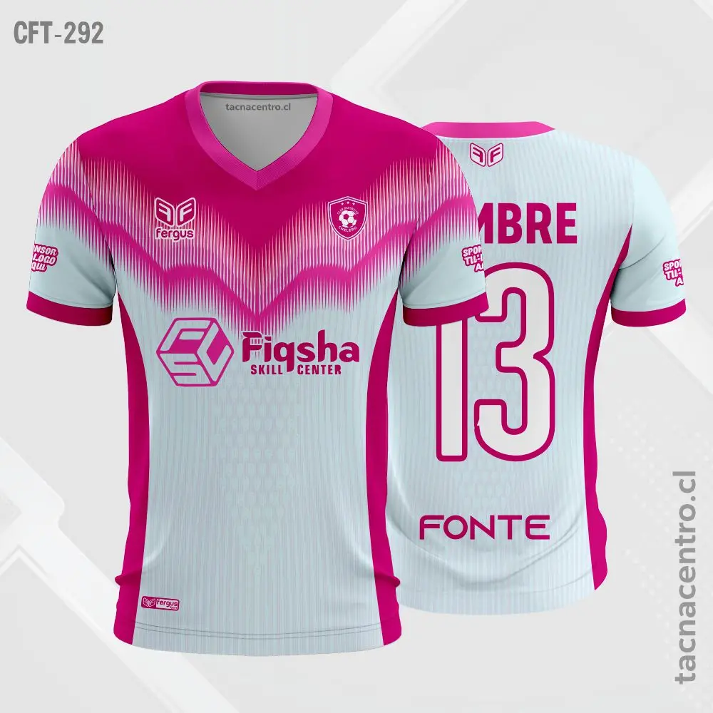 Camiseta de Futbol Rosado y celeste claro