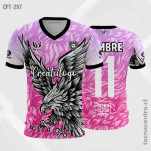 camiseta de futbol rosado águila