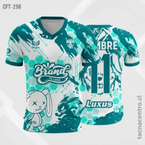 Camiseta de Futbol Blanco celeste y turquesa