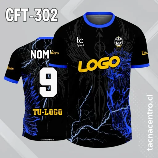 Camiseta de Futbol Negro y azul