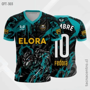 Camiseta de Futbol turquesa con negro