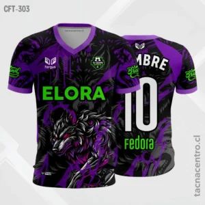 Camiseta de Futbol Morado con negro