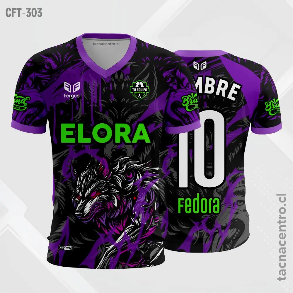 Camiseta de Futbol Morado con negro