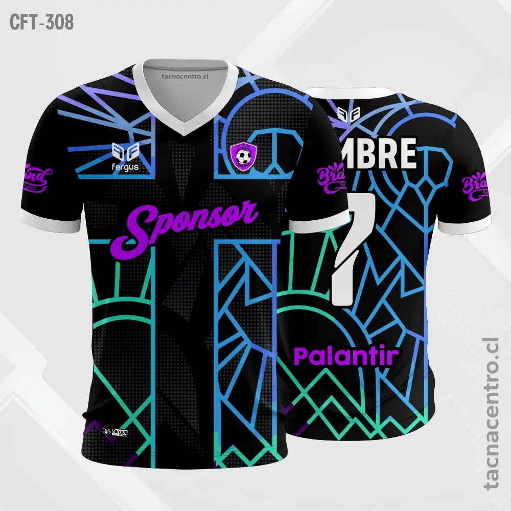 Camiseta de Futbol Negro con rayas