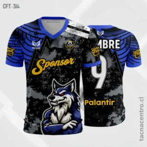 Camiseta de Futbol Negro y azul