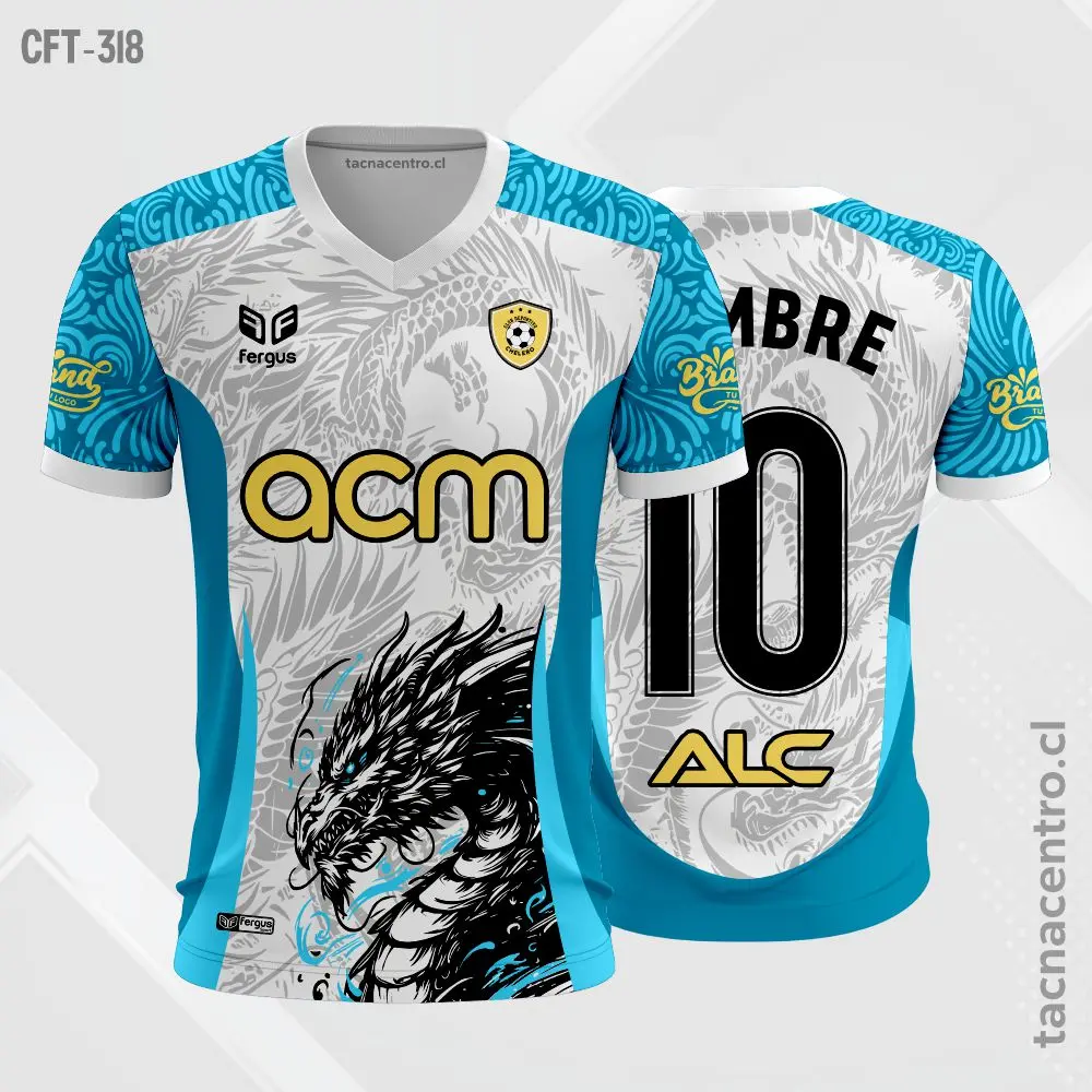Camiseta de Futbol Blanco y turquesa