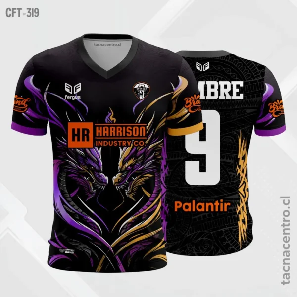 Camiseta de Futbol Negro dragon azul y rojo 2 Camiseta de Futbol Negro dragon