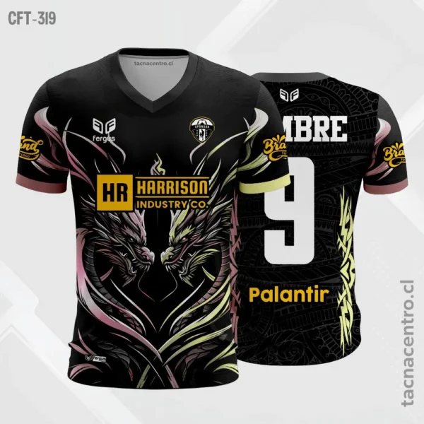 Camiseta de Futbol Negro dragon azul y rojo 3 Camiseta de Futbol Negro dragon
