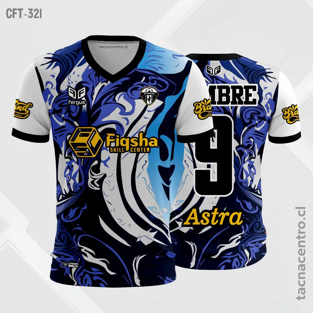 Camiseta de Futbol Azul blanco celeste