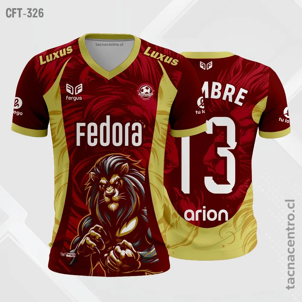 Camiseta de Futbol Guinda y dorado