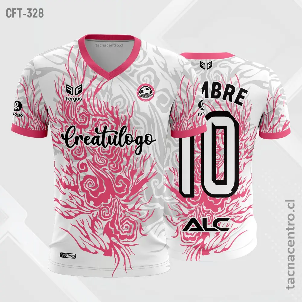 Camiseta de Futbol Gris y rosado