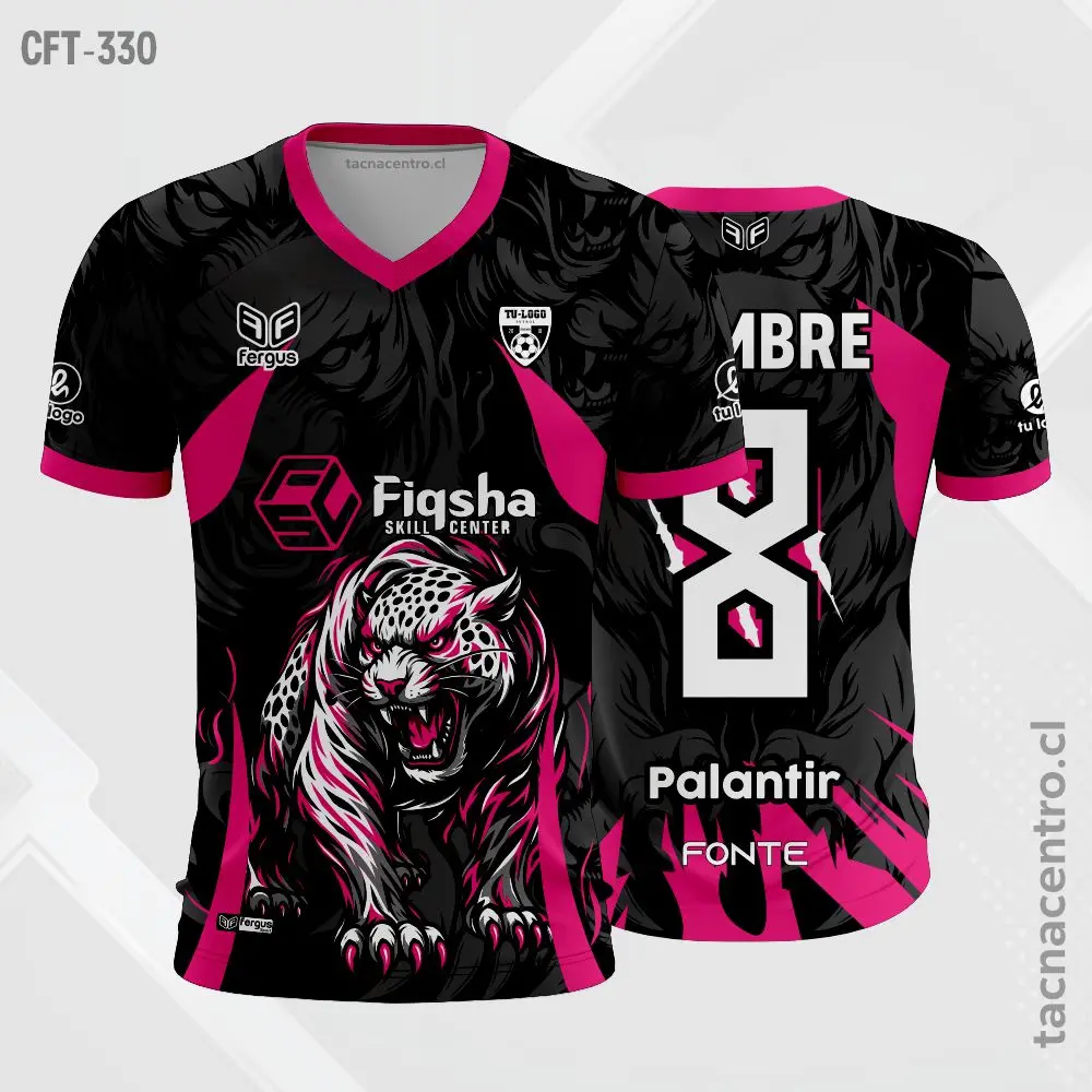 Camiseta de Futbol Negro y fucsia