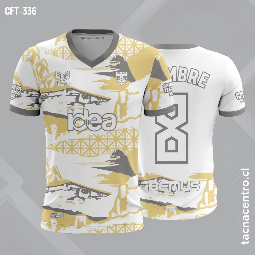 Camiseta de Futbol Blanco beige y gris
