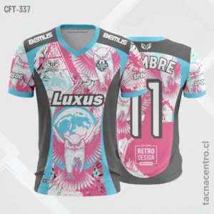 Camiseta de Futbol rosado y gris