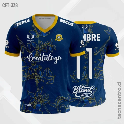 Camiseta de Futbol Azul con flores