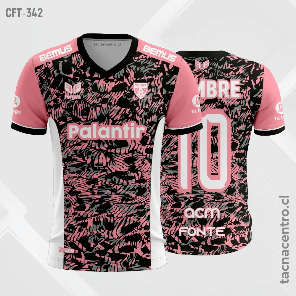 Camiseta de Futbol Rosado y negro