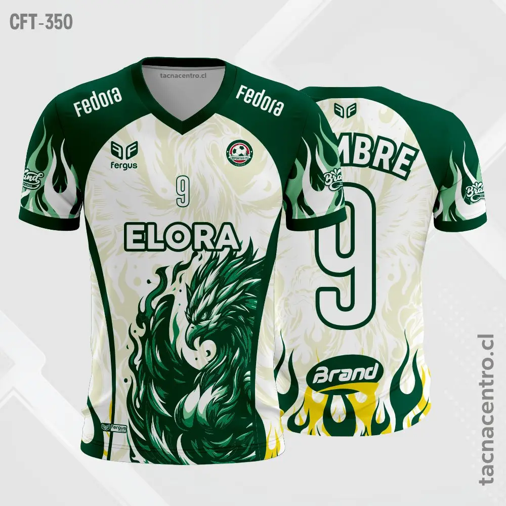 Camiseta de Futbol Beige con verde