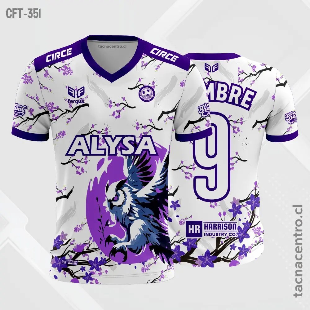 Camiseta de Futbol Gris con morado