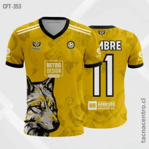 Camiseta de Futbol amarillo con lobo