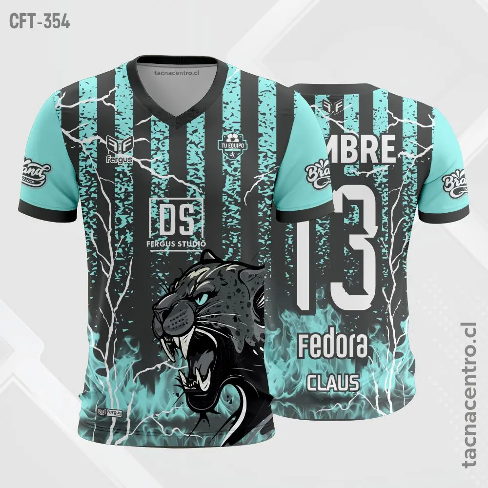 Camiseta de Futbol Gris con celeste