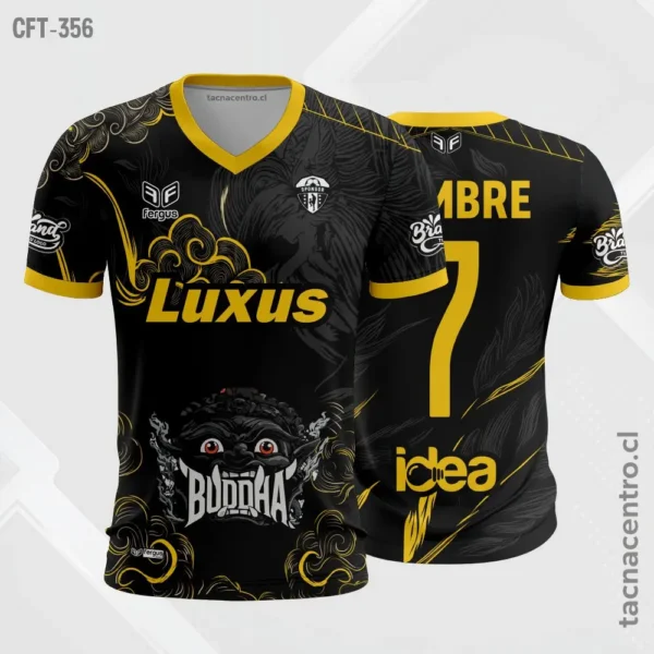 Camiseta de Futbol Negro ribetes celestes 3 Camiseta de Futbol Negro