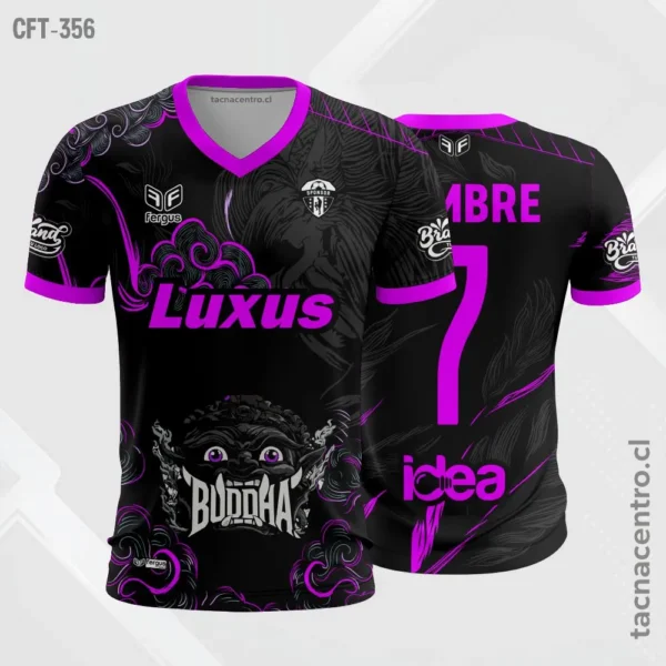 Camiseta de Futbol Negro ribetes celestes 2 Camiseta de Futbol Negro