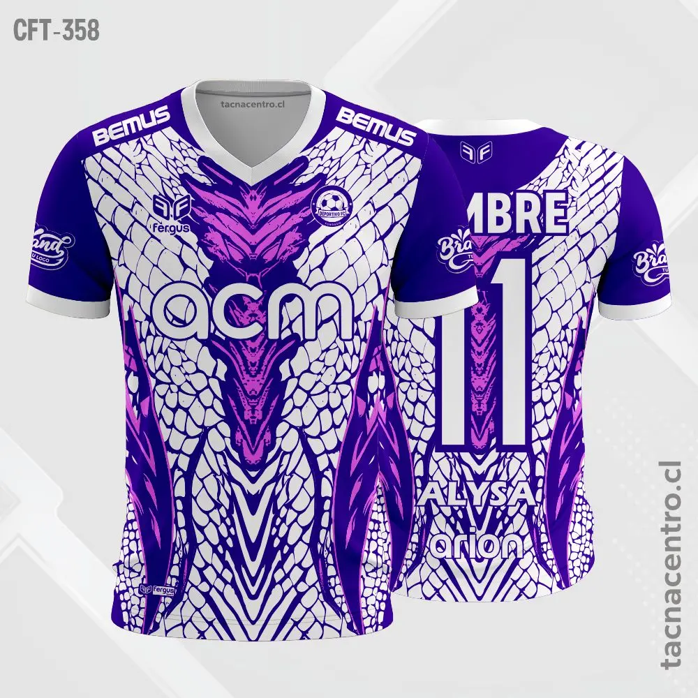 Camiseta de Futbol Lila y blanco